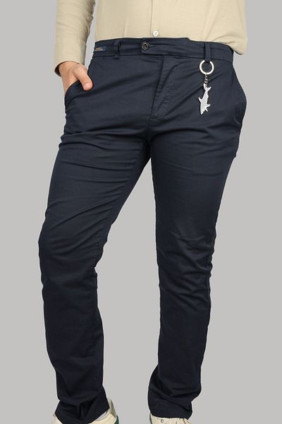 PAUL&SHARK Men's Navy Blue Regular Fit Wide Leg Trousers -24414057-013