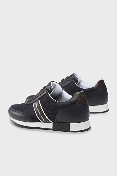 PAUL&SHARK Men's Comfortable Sole Lace-up Blue-Brown Sneakers with Brand Logo12318011-050