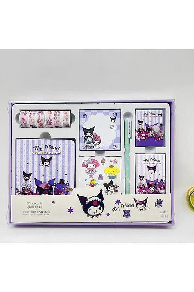 SANRIO علبة هدايا كرتونية لطيفة من Kuromi Kawaii Anime Notebook Handbook
