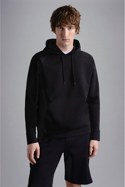 PAUL&SHARK Men's Cotton Hooded Long Sleeve Black Sweatshirt with Pockets24411837-011