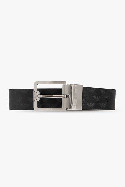 Emporio Armani Ανδρική 100% δερμάτινη μάρκα με λογότυπο Μπλε-μαύρη ζώνη Y4s502 Y221e-88017