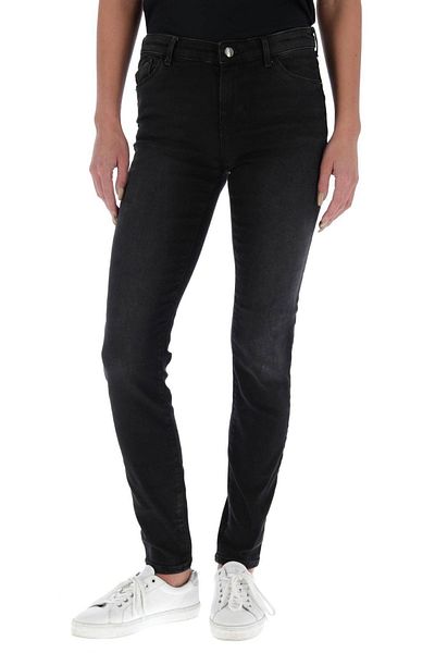 Emporio Armani Pantaloni negri din bumbac cu talie normală pentru femei 6z2j23 2d0tz-005