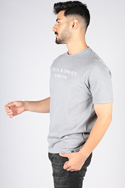 PAUL&SHARK Ανδρικό λογότυπο Basic Regular Fit κοντομάνικο γκρι μπλουζάκι 23411065 -930