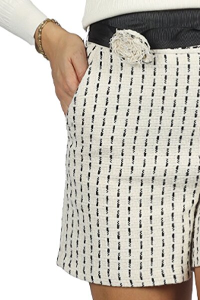 EXPLOSION Жіночі шорти з високою талією з бавовняної суміші для щоденного використання, екрю EXP30094-EKRU