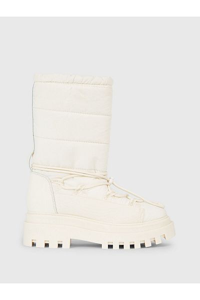 Calvin Klein Women's Logo Long Lace-Up Waterproof Winter White Boots & Booties YW0YW01146-YBI