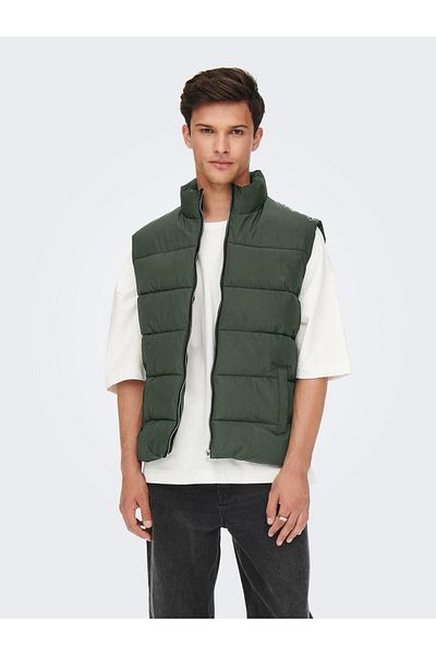 Only & Sons Ανδρικό παλτό χακί Melvin Life Puffer Vest Otw Vd 22022232 -03