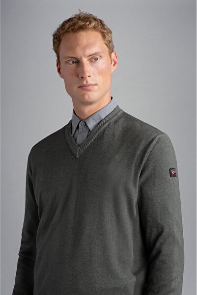 PAUL&SHARK Erkek V yaka Uzun Kollu Slim Fit Gri Kazak 13311031-761