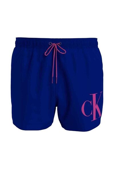 Calvin Klein Erkek Çabuk Kuruyan Kumaşlı Normal Kesim Mavi Deniz Şortu KM0KM0...