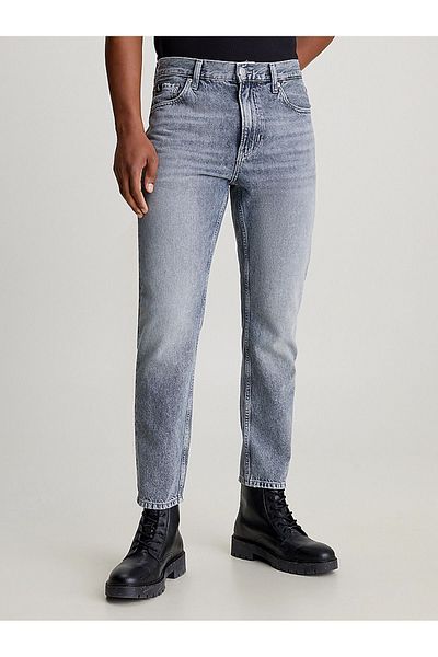 Calvin Klein Men's Regular Waisted Slim Fit Straight Leg Gray Jeans J30J324837-1BZ
