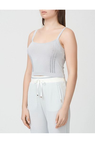 Liu Jo Women's Glittered Model Rope Strap Slim Fit Gray Blouse TA2144MA36L-005