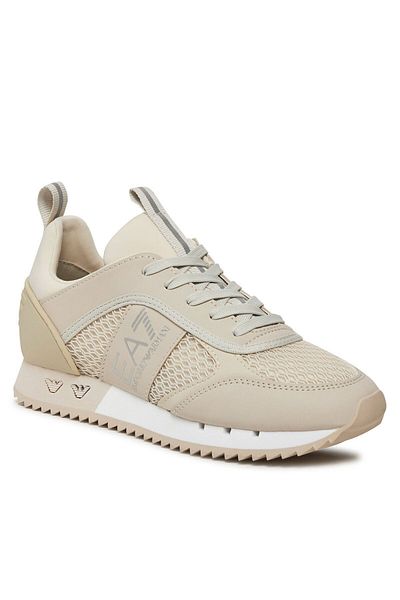 EA7 UNISEX Mesh Stripe Logo Lace Up Beige Sneaker X8X027 XK050-T534