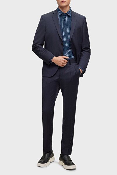 BOSS Baskılı Streç Jarseden Dar Kesim Gömlek Erkek Gömlek 50483716 445