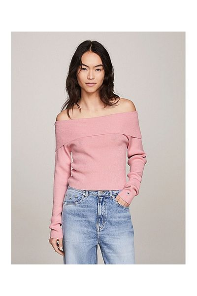 Tommy Hilfiger Women's Logo Round Neck Long Sleeve Casual Pink Sweater DW0DW17501-THA