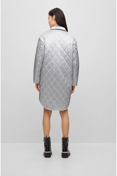 HUGO Kadın Gömlek Yaka Baklava Desenli Uzun Boy Mavi Mont 50494256-965