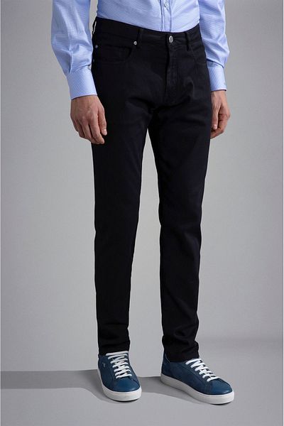 PAUL&SHARK Men's Cotton Regular Waist 5 Pockets Buttoned Black Trousers24414064-011