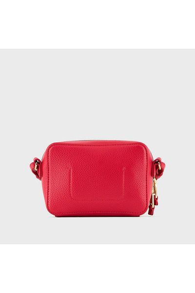 Emporio Armani حقيبة كتف حمراء متعددة الجيوب بسحاب وشعار العلامة التجارية للنساء Y3H322 YVY0B-80533