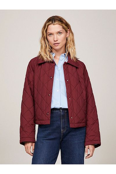 Tommy Hilfiger Women's Brand Logo Buttoned Long Sleeve Purple Jacket WW0WW40468-VLP