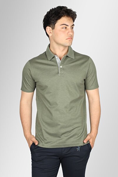 PAUL&SHARK تيشيرت رجالي بياقة بولو باللون الأخضر - قطن، كم قصير، للاستخدام ال...
