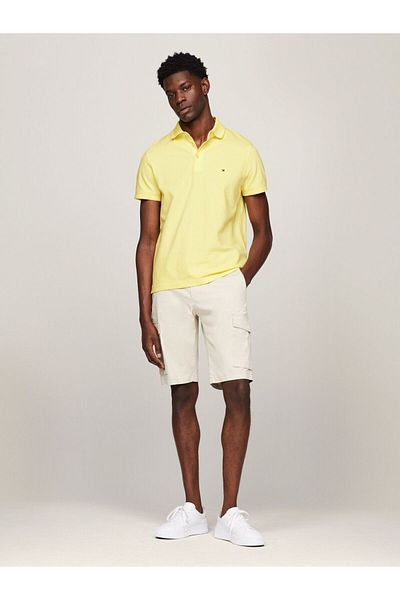 Tommy Hilfiger Men's Cotton Polo Collar Button Closure Short Sleeve Yellow Polo Collar T-Shirt MW0MW17771-ZIN