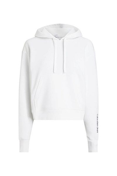 Calvin Klein Women's Brand Logo Cotton Regular Fit Casual White Sweater J20J222542-YAF
