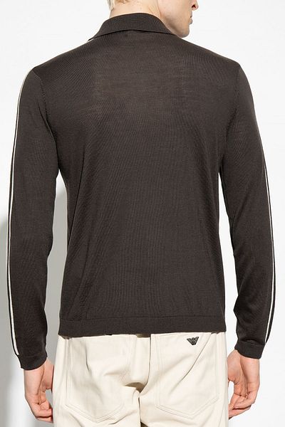 Emporio Armani سترة بنية مريحة بأكمام طويلة وشعار العلامة التجارية للرجال 6R1MU1 1MMHZ-05A6