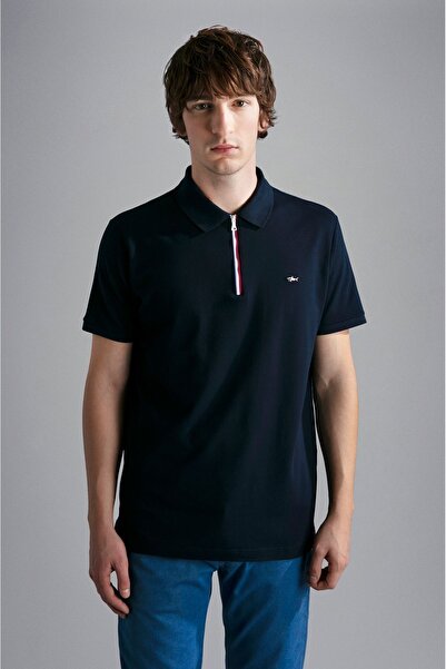 PAUL&SHARK Erkek Pamuklu Polo Yakalı Düğme Kapamalı Kısa Kollu Lacivert Polo ...