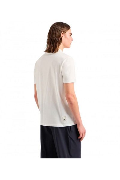 Emporio Armani Men's Cotton Short Size Relaxed Fit Daily Ecru T-Shirt EM000079 AF10094-U1105