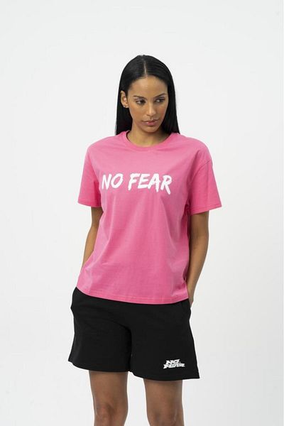 No Fear Φούξια Crew Neck κοντομάνικο εμπριμέ χτενισμένο βαμβακερό γυναικείο μπλουζάκι W50068