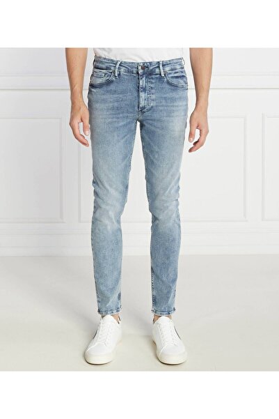 BOSS Erkek Marka Logolu Pamuklu Normal Kalıp Günlük Mavi Jeans 50502266-435