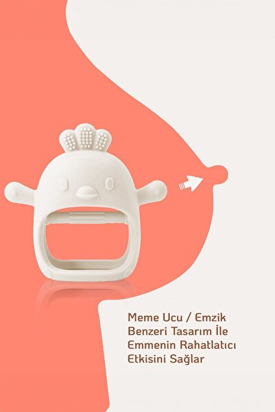 Meleni Baby Silikon Bebek Diş Kaşıyıcı - Diş Kaşıma Eldiveni Yenidoğan Dişlik Bej