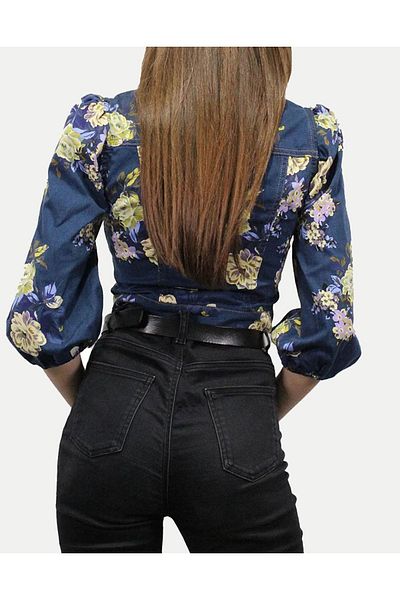 Liu Jo Women's Cotton Long Sleeve Button Closure Navy Blue Jacket Ua3091d4794-78413