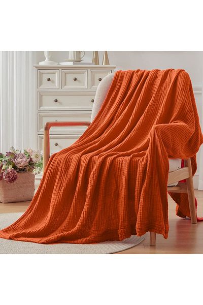 EVYA King Size 230X240Cm 4 Layer Muslin Pique Organic 100% Cotton Soft Tile Cool Bedspread