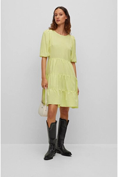 HUGO Kadın Logolu Rahat Kesim Sarı Elbise 50473053-733