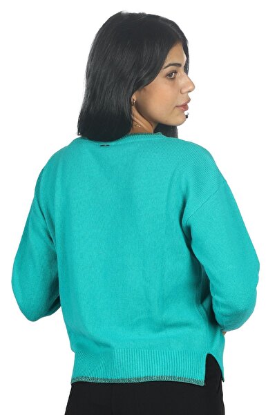 Liu Jo Women's Long-sleeved Daily Use Regular-fit Turquoise Sweater MF3028MS009-85128