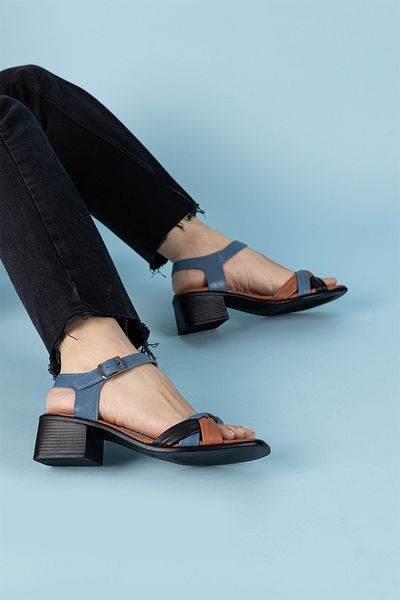 Getcho Pantofi cu toc Folite din piele naturală albastru negru