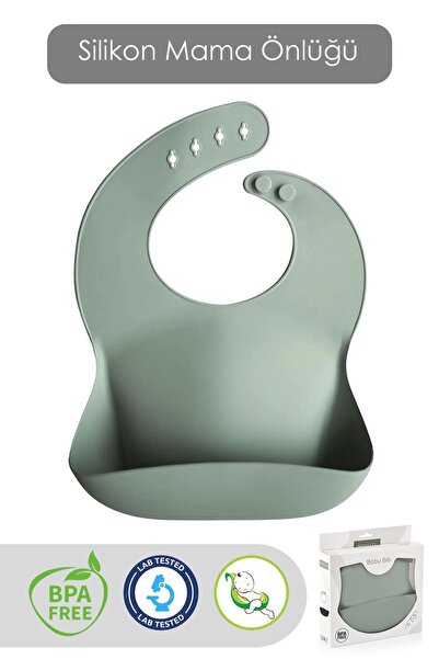 Meleni Baby Mega Size Silicone Bib - Double Locked Adjustable Baby Bib - Green