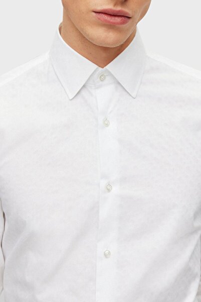 BOSS Jakarlı Monogram Logolu Uzun Kollu Slim Fit Gömlek Erkek GÖMLEK 50473310 100