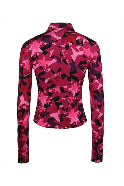 Versace Women's Brand Logo Long Sleeve Slim Fit Pink Shirt 75HAL213 JS213-455