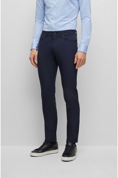 BOSS Erkek Pamuklu Normal Bel 5 Cepli Düğmeli Lacivert Jeans 50495631-404