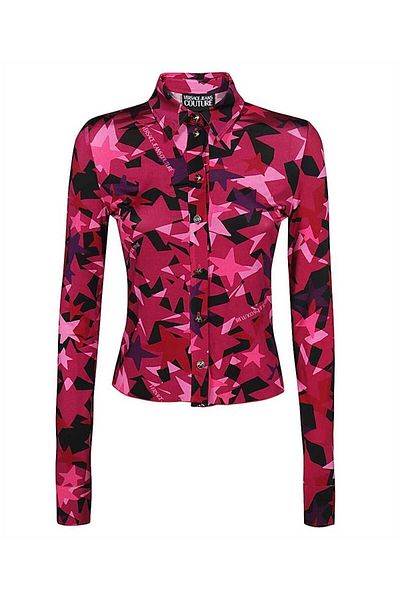 Versace Women's Brand Logo Long Sleeve Slim Fit Pink Shirt 75HAL213 JS213-455