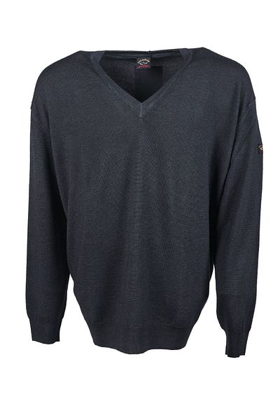 PAUL&SHARK Men's V-neck Long Sleeve Dark Gray Sweater13311031A-050