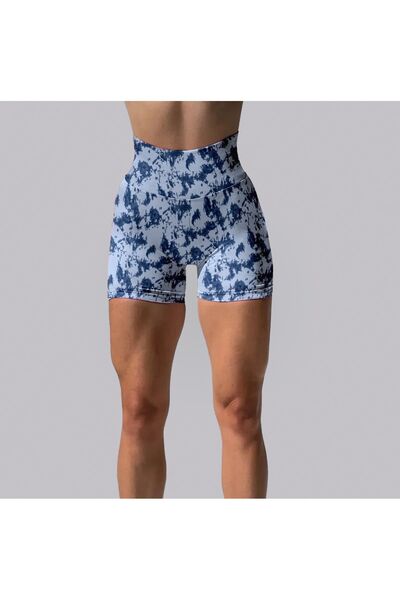 VOU Yüksek Bel Push-up Batik Mini Şort Tayt