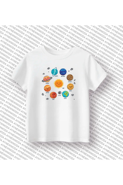 aynewmoda Tricou oversize cu imprimeu Sistem Solar