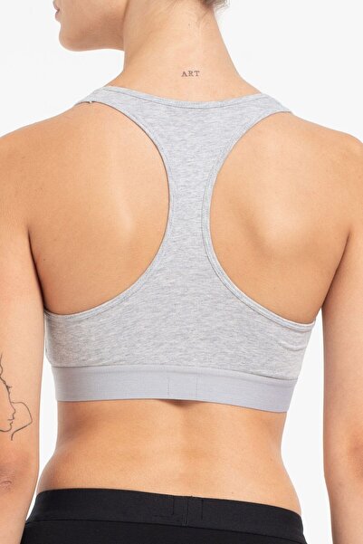 HUGO Gray Brand Logo Round Neck Women's Sports Bra -50495869-033