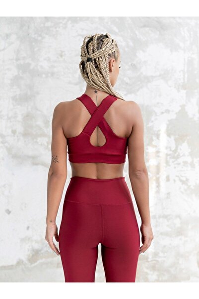 lismina Bordo Sırtı Çapraz Askılı Spor Büstiyer ( Sporcu Sütyeni )