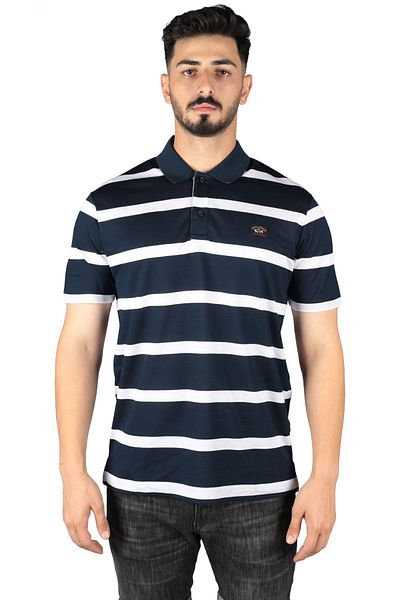 PAUL&SHARK Men's Polo Collar Button Closure Short Sleeve Navy Blue-White T-Shirt23411340A-218