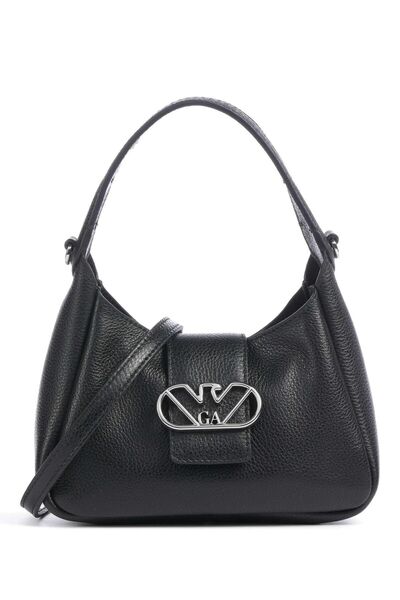 Emporio Armani Kadın Deri Marka Logolu Askılıklı Fermuarlı Siyah Omuz Çantası Y3E235 YWQ9X-80001