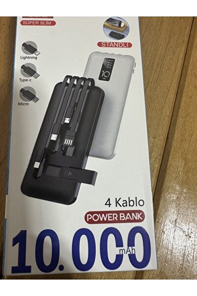SERMER PAZARLAMA 10.000 MAH LIK TAŞINABİL,İR HAFİF POWER BANK 4 KABLO