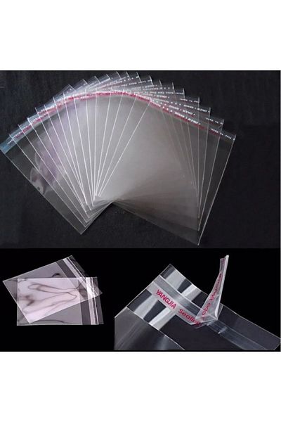 ecenplast Transparent Adhesive Bag Opp Self Adhesive Gelatin Glossy Bag 28x42 Cm 50 Pieces