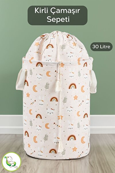 Meleni Baby Çok Amaçlı Yuvarlak Torbalı Bebek Kirli Sepeti Çocuk Çamaşır Sepeti Düzenleme Organizeri